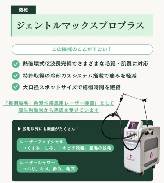 医療脱毛のジェントルマックスプロプラスを開始しました